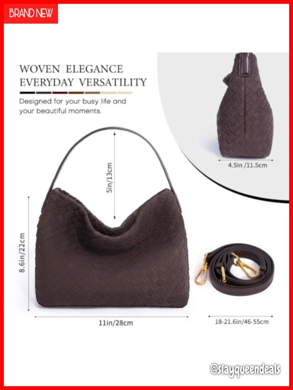 Woven PU Leather Hobo Shoulder Bag Crossbody Top Handle Tote